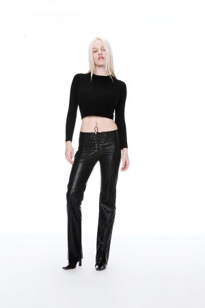 ELEMENT LACE UP PANT – BLACK VEGAN LEATHER